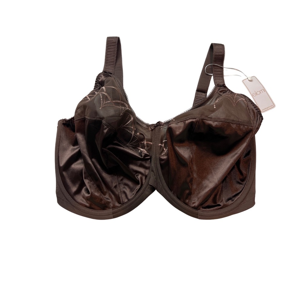 Elomi Cate Bra Women 40L Brown Underwire Embroidery EL4030PCN Full Coverage G14
